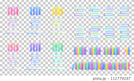 排列書籍和堆疊書籍的插圖素材集 112779287