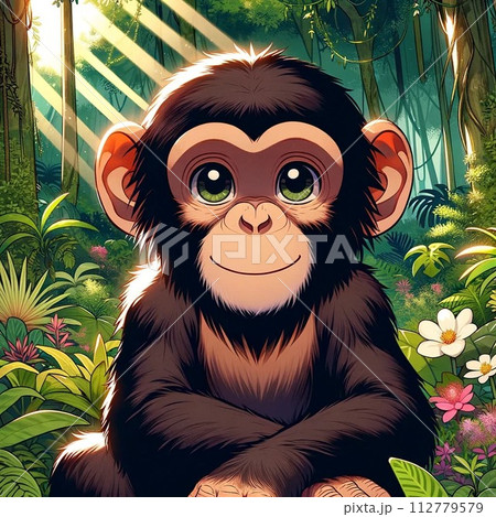 アニメ風チンパンジー 112779579