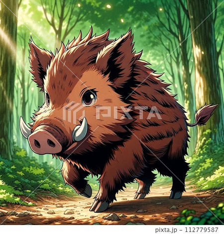 アニメ風イノシシのイラスト素材 [112779587] - PIXTA