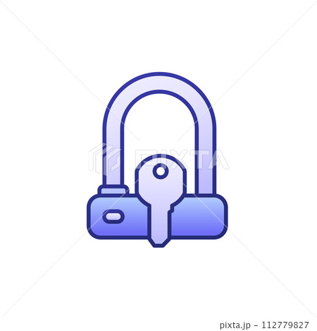 Bicycle U-Lock and a key icon with outline 112779827