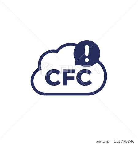 CFC icon with cloud, chlorofluorocarbons vector CFC icon with cloud, chlorofluorocarbons vector 112779846