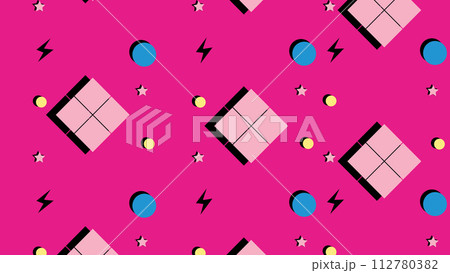 Memphis Background Retro Background With Different Color Figures 112780382