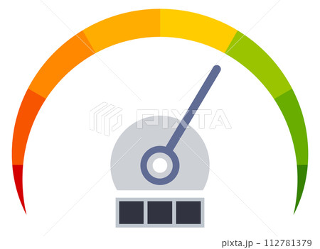 Speedometer conrol panel gauge. Color perfomance indicator Speedometer conrol panel gauge. Color perfomance indicator 112781379