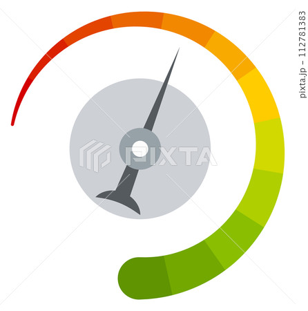 Barometer or tachometer icon. Score indicator. Color level meter 112781383