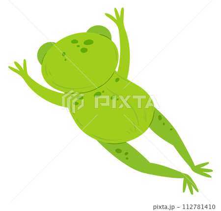 Swimming frog top view. Cute animal back Swimming frog top view. Cute animal back 112781410