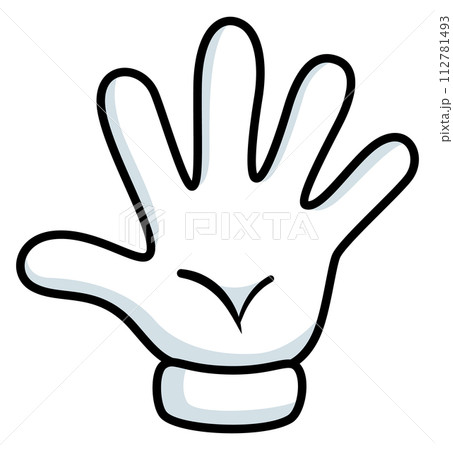 Five finger white glove. Retro comic hand Five finger white glove. Retro comic hand 112781493