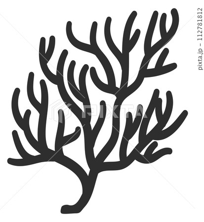 Seaweed black silhouette. Underwater plant. Ocean flora 112781812