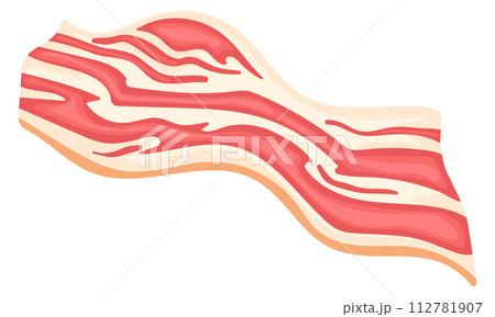 Bacon slice cartoon icon. Raw pork meat Bacon slice cartoon icon. Raw pork meat 112781907
