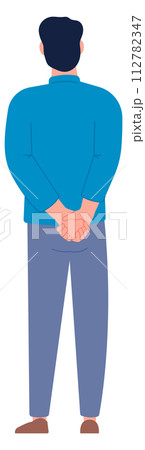 Man back view. Male person looking forward 112782347