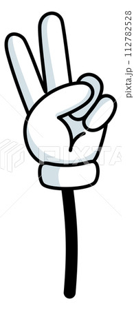 Victory sign. Hand gesture in retro comic style Victory sign. Hand gesture in retro comic style 112782528
