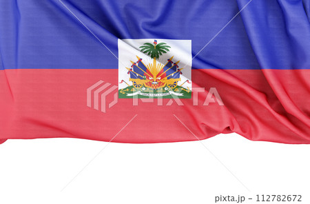 Flag of Haiti isolated on white background with copy space below. 3D rendering 112782672