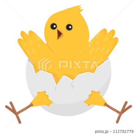 Newborn baby bird. Cute little chick character Newborn baby bird. Cute little chick character 112782779