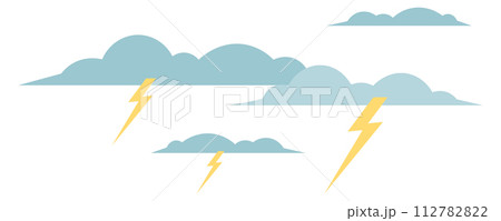 Thunderstorm sky. Clouds with lighting bolts. Bad weather 112782822