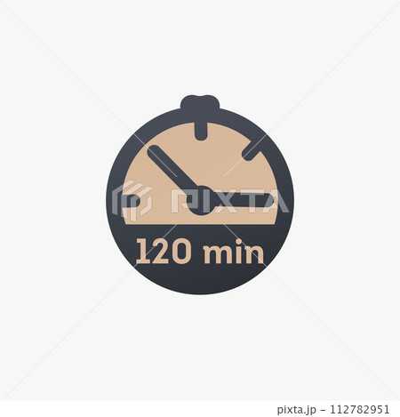 120 minutes, stopwatch vector icon. clock icon in flat style. Stock vector illustration isolated on white background. 112782951