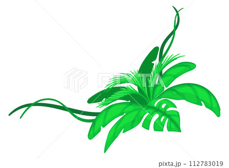 Green tropical corner. Exotic floral border decoration Green tropical corner. Exotic floral border decoration 112783019