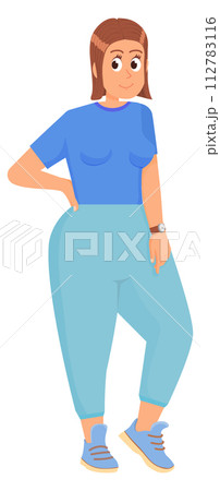 Chubby body woman smiling. Happy young person 112783116