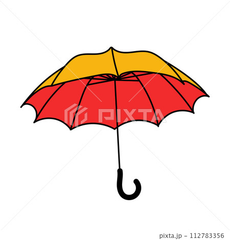 Umbrella outline icon. linear style sign for mobile concept and web design. Rain protection simple line vector illustration. Symbol, logo illustration. yellow and red graphics Umbrella outline icon. linear style sign for mobile concept and web design. Rain protection simple line vector illustration. Symbol, logo illustration. yellow and red graphics 112783356