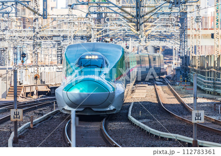 東京駅に入る東北新幹線 112783361