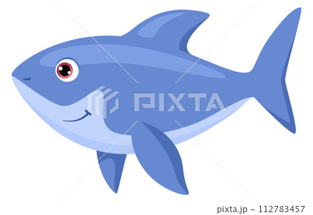 Cute shark. Cartoon underwater fauna. Ocean animal Cute shark. Cartoon underwater fauna. Ocean animal 112783457