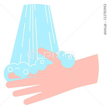 Washing hands in water illustration. Hygiene color icon Washing hands in water illustration. Hygiene color icon 112783952