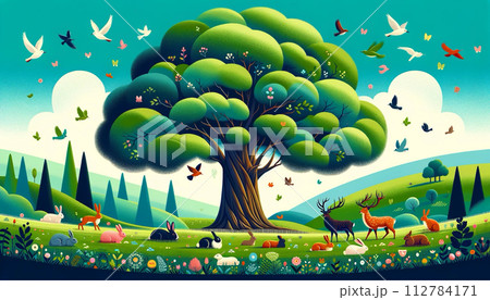 大木と動物 大木と動物 112784171