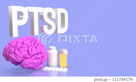 The Brain and ptsd text for health or sci concept 3d rendering. 112784179
