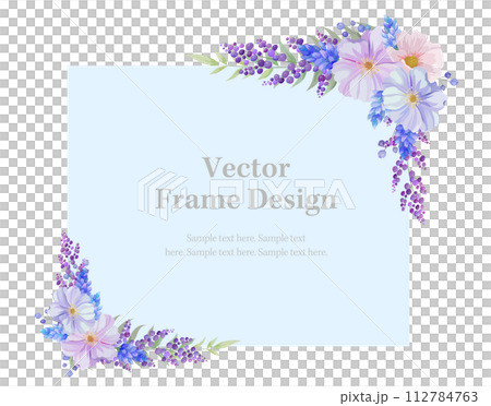 Ornate floral square frame in blue, pink and purple. rectangular text space Ornate floral square frame in blue, pink and purple. rectangular text space 112784763