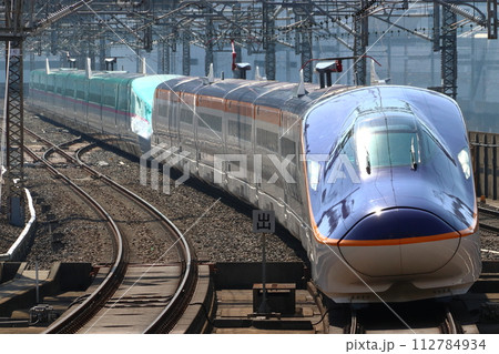 東北新幹線内を行く山形新幹線E8系つばさ号（E5系併結） 112784934