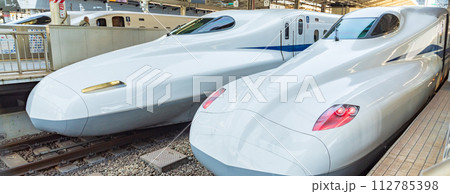 新幹線　東京駅ホームに停車する東海道・山陽新幹線 112785398