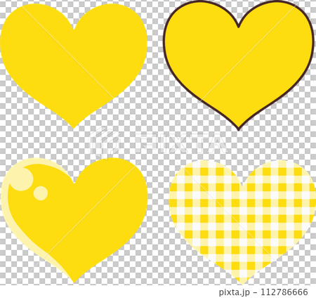 Cute yellow heart icon set 112786666