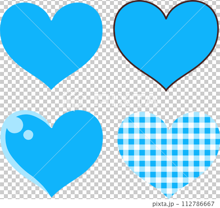 Cute blue heart icon set 112786667