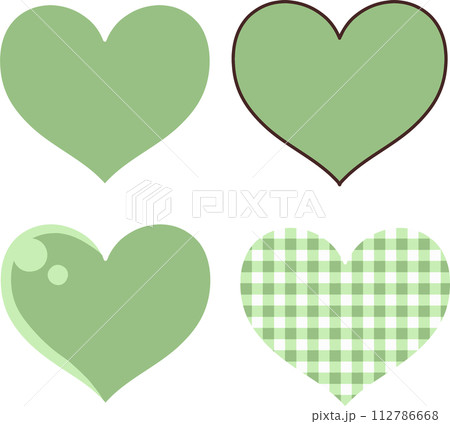 かわいい緑色のハートアイコンセット かわいい緑色のハートアイコンセット 112786668