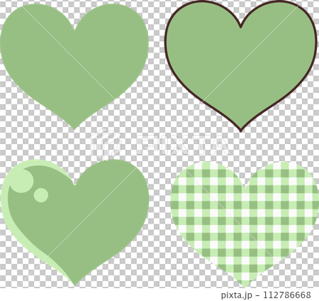 かわいい緑色のハートアイコンセット かわいい緑色のハートアイコンセット 112786668