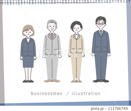 スーツを着た男女のイラストセット1	 112786749