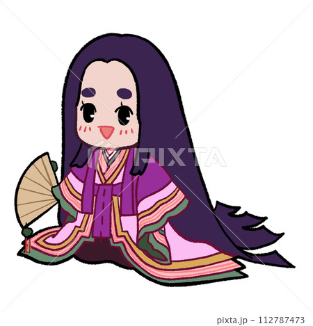 紫式部をイメージしたイラスト(表情：楽)のイラスト素材 [112787473