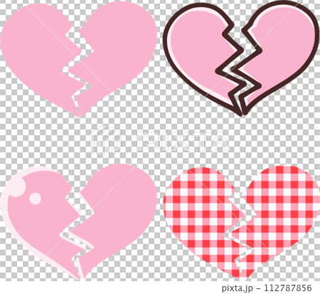 粉紅色破碎的心圖標集 112787856