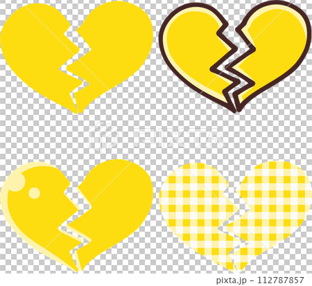 黃色破碎的心圖標集 112787857