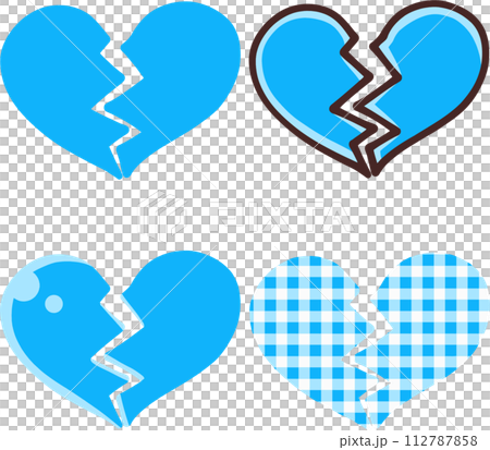 藍色破碎的心圖標集 112787858