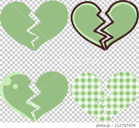 綠色破碎的心圖標集 112787859