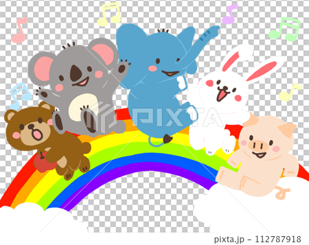 Cute animals and rainbow characters 112787918