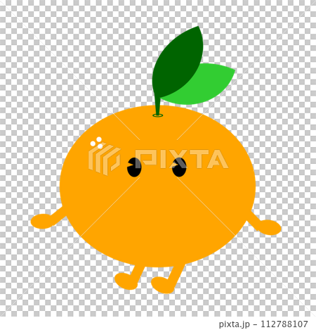 かわいい葉っぱ付きのみかんのキャラクター 112788107