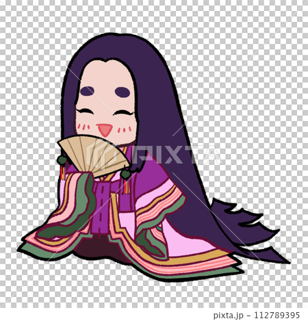 紫式部をイメージしたイラスト(表情：嬉) 112789395