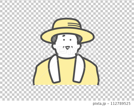 Smiling male elderly person working at a farm, senior icon 112789525