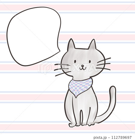 猫_吹き出し_市松模様_ストライプ_スカーフ_03_5 112789697