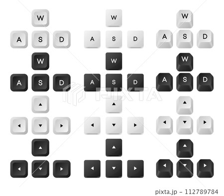 Computer key combinations. Set of key combinations. Command set icons. Computer keyboard button set. Vector Illustration. 112789784