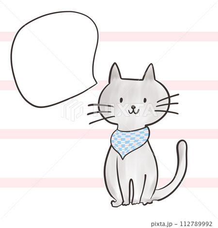 猫_吹き出し_市松模様_ストライプ_スカーフ_04_2 112789992
