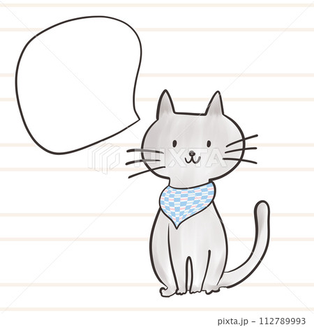 猫_吹き出し_市松模様_ストライプ_スカーフ_04_3 112789993