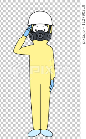 Salute Level C chemical protective suit illustration (female) Salute Level C chemical protective suit illustration (female) 112790219
