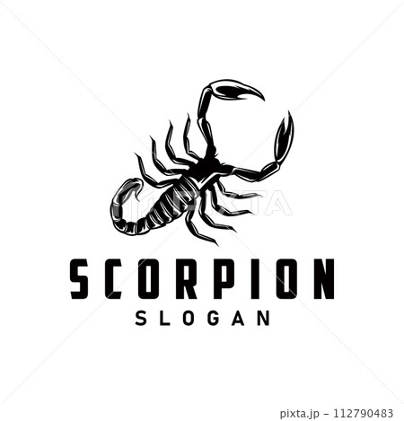 Scorpion logo identity design vintage retro simple black silhouette template poisonous forest animal 112790483