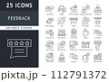 Feedback Outline Icon Set. Thin Line Collection contains such Icons as Review, Rating, Testimonials, Quick Response, Satisfaction, Customer Experience and more. Vector simple minimalist icon 112791372